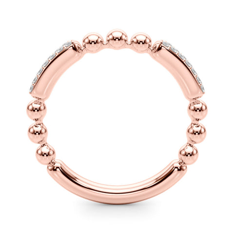 Rose gold Pave Round Diamond Beaded Band with Shared Prong Setting
