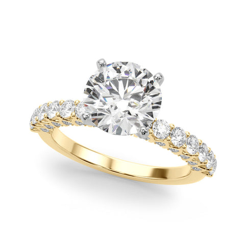 Yellow Oval Brilliant Solitaire with Pavé Band and Four-Prong Setting