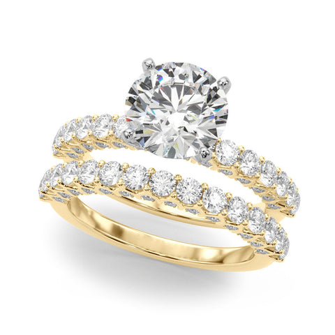 Yellow Radiant Brilliant Solitaire with Pavé Band and Four-Prong Setting