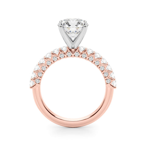 Rose Heart Brilliant Solitaire with Pavé Band and Four-Prong Setting