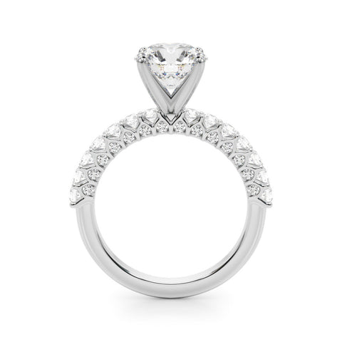 Platinum Heart Brilliant Solitaire with Pavé Band and Four-Prong Setting