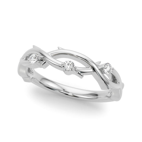Silver Prong Set Round Diamond Twist Band