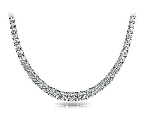 White gold Round Diamond Tennis Necklace with Prong Setting