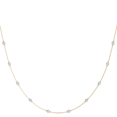 Rose gold Bezel-Set Round Diamond Station Necklace