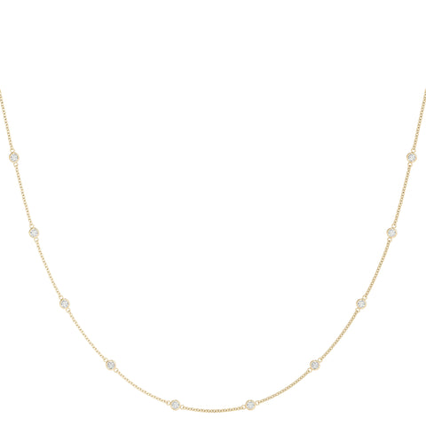 Yellow gold Bezel-Set Round Diamond Station Necklace