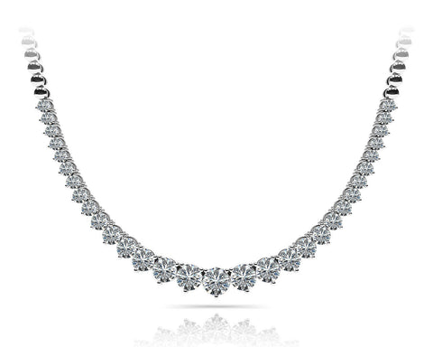 White gold Round Diamond Tennis Necklace with Graduated Prong Setting