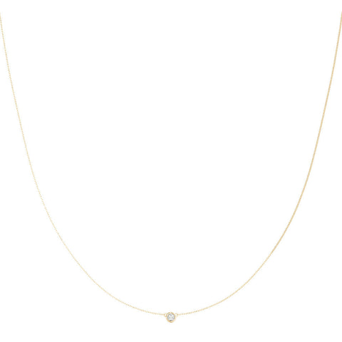 Yellow gold Bezel-Set Round Diamond Solitaire Chain Necklace