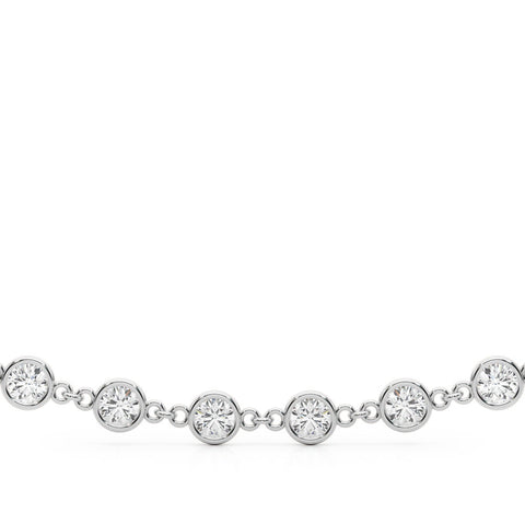 Rose gold Diamond Round Stone Paperclip Chain Necklace with Bezel Setting