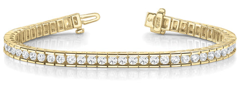 Yellow gold Round Diamond Channel-Set Tennis Bracelet with Box Clasp