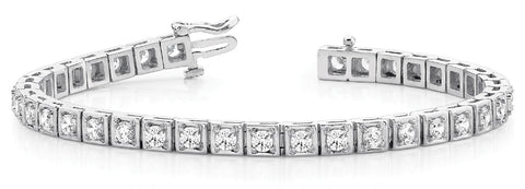 White gold Channel Set Round Diamond Tennis Bracelet with Four-Prong Setting