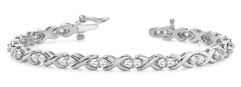 White gold Diamond Round Cut X-Link Tennis Bracelet with Prong Setting