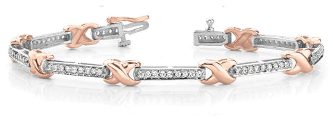 Rose gold X-Link Round Brilliant Tennis Bracelet with Channel Setting
