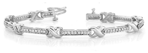 White gold X-Link Round Brilliant Tennis Bracelet with Channel Setting