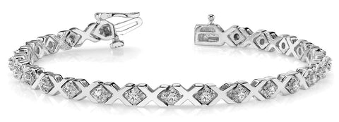 White gold Round Diamond XO Tennis Bracelet with Channel Setting and X Prong