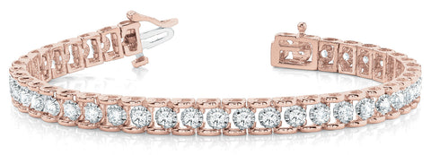 Rose gold Round Cut Diamond Tennis Bracelet with Channel Setting and Four-Prong Setting