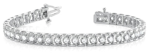 White gold Round Cut Diamond Tennis Bracelet with Channel Setting and Four-Prong Setting