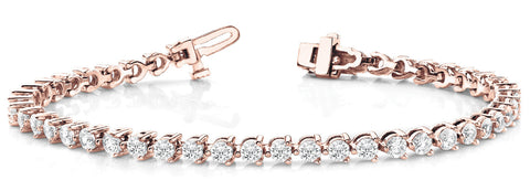 Rose gold Round Cut Diamond Tennis Bracelet with Prong Setting
