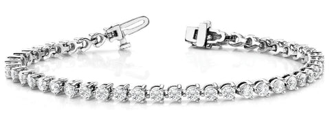 White gold Round Cut Diamond Tennis Bracelet with Prong Setting