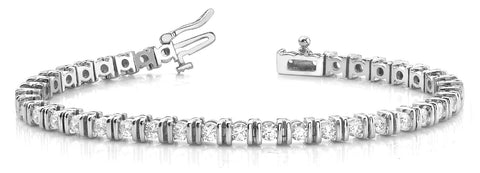 White gold Round Brilliant Tennis Bracelet with Channel Set Stones and Box Clasp