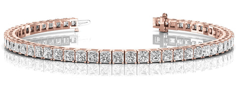 Rose gold Princess Cut Diamond Tennis Bracelet with Channel Setting