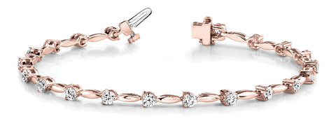 Rose gold Round Cut Prong Set Diamond Tennis Bracelet