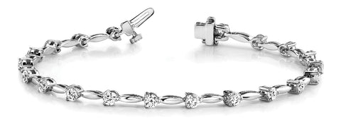 White gold Round Cut Prong Set Diamond Tennis Bracelet