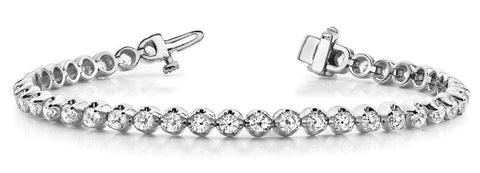 White gold Round Diamond Bezel-Set Tennis Bracelet