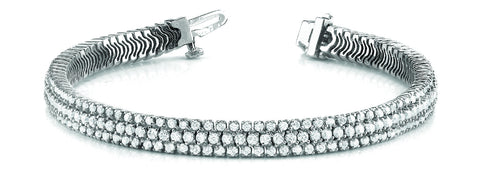 White gold Triple Row Round Diamond Tennis Bracelet with Channel Set Stones and Four-Prong Setting