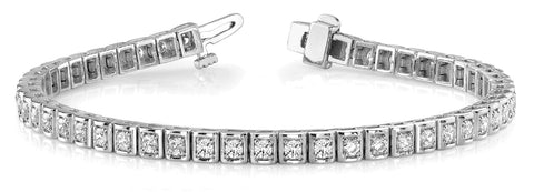 White gold Square Channel Set Round Diamond Tennis Bracelet