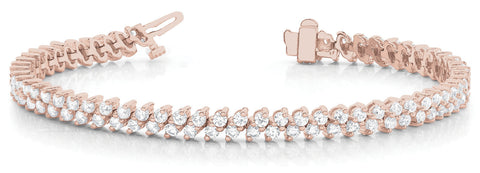 Rose gold Round Cut Double Row Tennis Bracelet with Four-Prong Setting