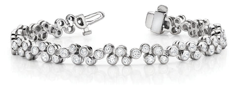 White gold Bezel Set Round Diamond Cluster Tennis Bracelet