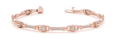 Rose gold Round Bezel-Set Diamond Tennis Bracelet with Pave Band