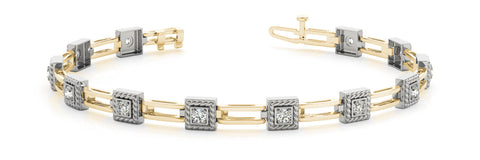 Yellow gold Square Diamond Bezel Tennis Bracelet