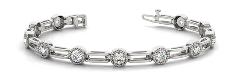 White gold Round Bezel-Set Diamond Tennis Bracelet with Open Link Band