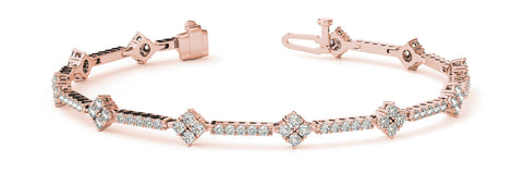Rose gold Round Diamond Cluster Tennis Bracelet with Prong Setting