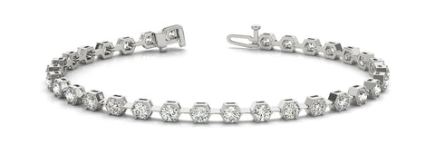 White gold Hexagon Bezel Round Diamond Tennis Bracelet