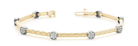 Yellow gold Bezel Set Round Diamond Braided Band Bracelet