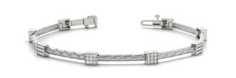 White gold Square Pave Diamond Cable Bracelet with Box Clasp