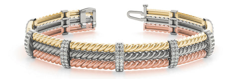 Rose gold Round Diamond Pavé Rope Bracelet with Box Clasp