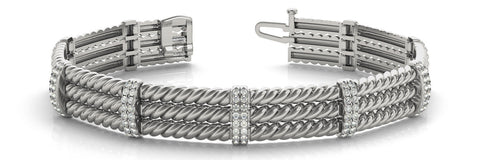 White gold Round Diamond Pavé Rope Bracelet with Box Clasp