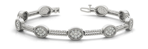 White gold Pave Round Diamond Rope Bracelet with Bezel Setting