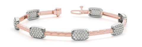 Rose gold Pavé Round Diamond Cable Bracelet with Box Clasp