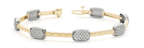 Yellow gold Pavé Round Diamond Cable Bracelet with Box Clasp