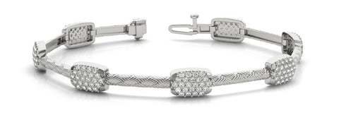 White gold Pavé Round Diamond Cable Bracelet with Box Clasp