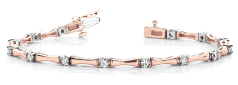 Rose gold Round Diamond Tennis Bracelet with Channel Set Stones and Four-Prong Setting