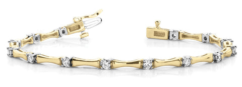 Yellow gold Round Diamond Tennis Bracelet with Channel Set Stones and Four-Prong Setting