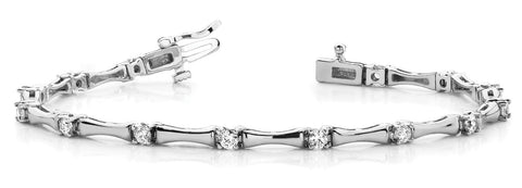 White gold Round Diamond Tennis Bracelet with Channel Set Stones and Four-Prong Setting