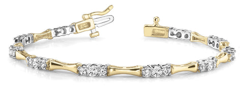 Yellow gold Round Diamond Tennis Bracelet with Channel-Set Stones and Four-Prong Setting