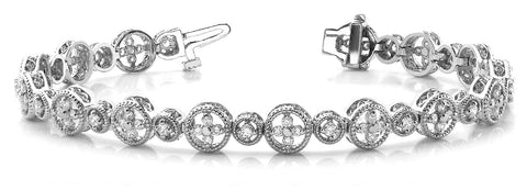 White gold Round Diamond Milgrain Bezel Tennis Bracelet