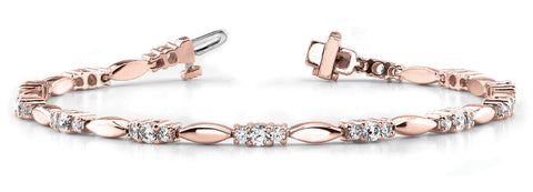 Rose gold Round Cut Diamond Tennis Bracelet with Bezel and Prong Setting